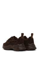 Woman Brown Lace-Up Thick-Soled Suede Leather Sneaker | Derimod