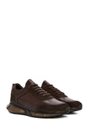 Men's Brown Lace-Up Thick-Soled Leather Casual Sneaker | Derimod