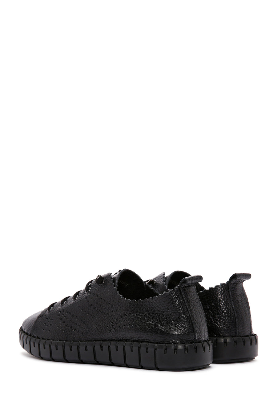 Woman Black Lace-up Patterned Leather Comfort Shoes