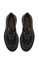 Men's Black Buckled Thick-Soled Leather Loafer | Derimod