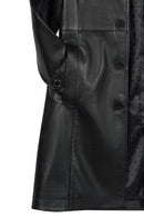 Lilian Woman Black Long Leather Coat | Derimod