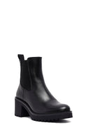 Woman Black Chunky Heels Leather Chelsea Boots | Derimod