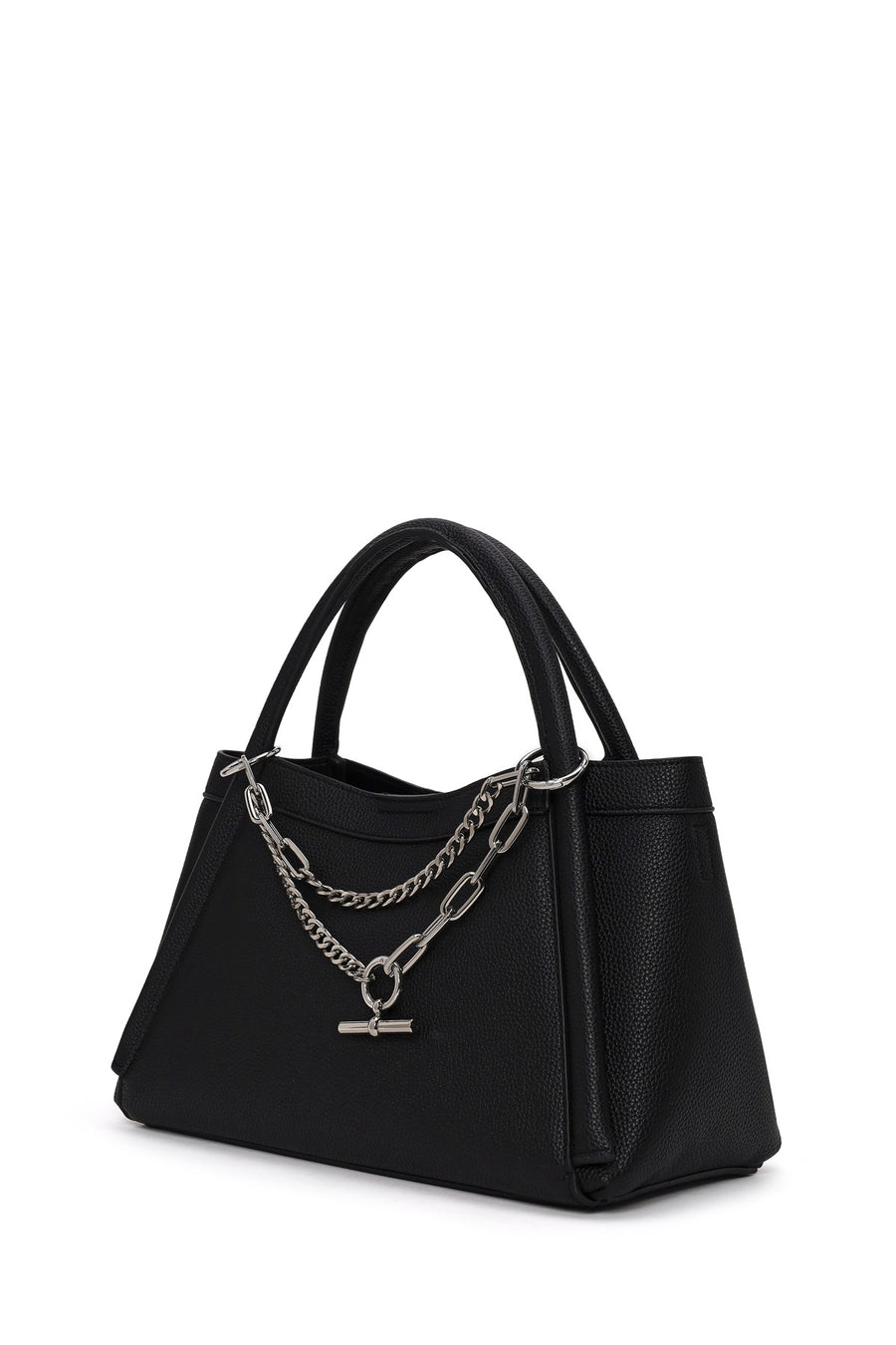 Woman Black Long-Strap Charm Shoulder Bag