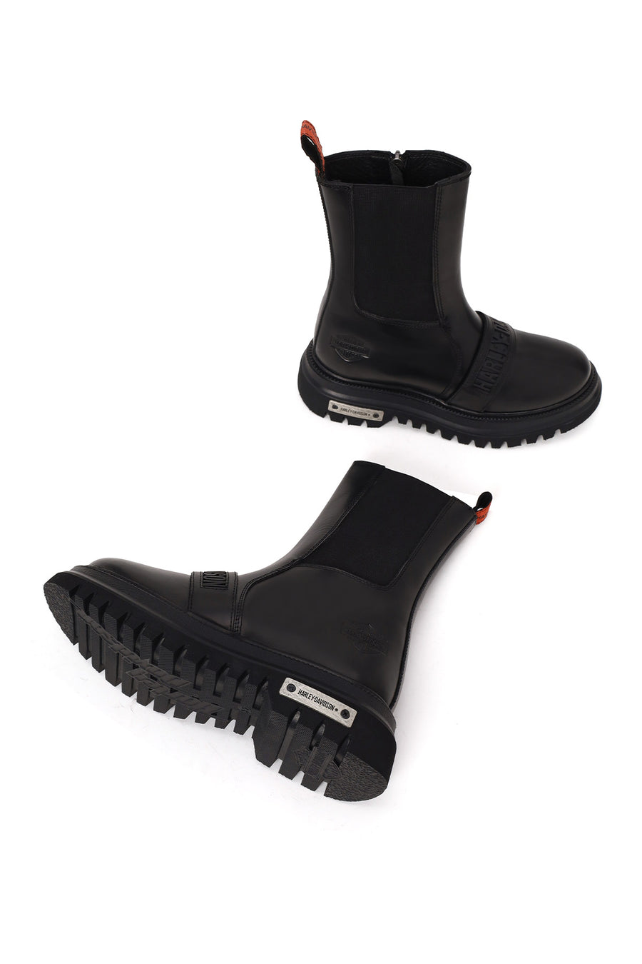 Harley Davidson Woman Black Glenn Zip Closure Thick-Soled Leather Boots