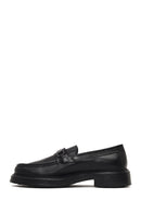 Men's Black Buckled Thick-Soled Leather Loafer | Derimod