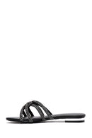 Women's Black Stone Slippers | Derimod