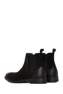 Men's Black Nubuck Leather Chelsea Flat Boots | Derimod