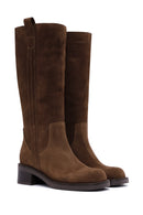Women's Brown Suede Leather Boots | Derimod