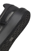 Men's Black Lace-Up Thick-Soled Leather Sneaker | Derimod