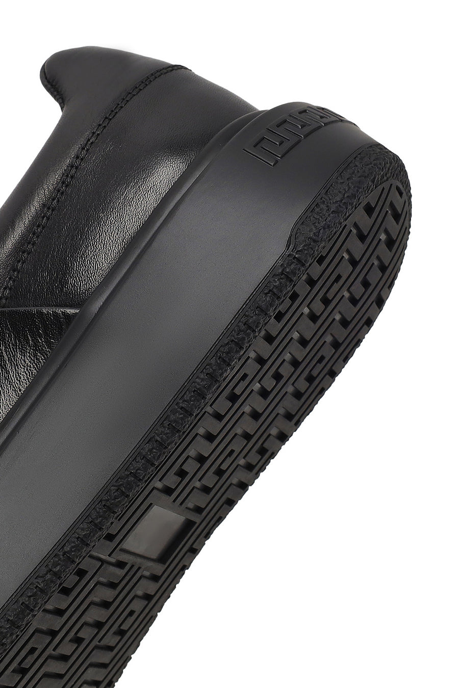 Men's Black Lace-Up Thick-Soled Leather Sneaker