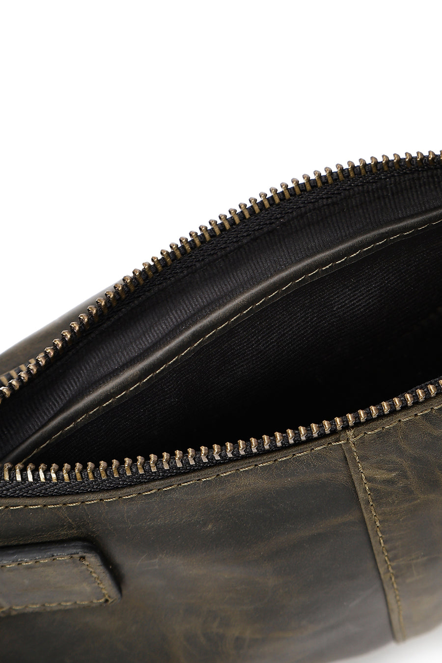 Men's Khaki Leather Waist Bag