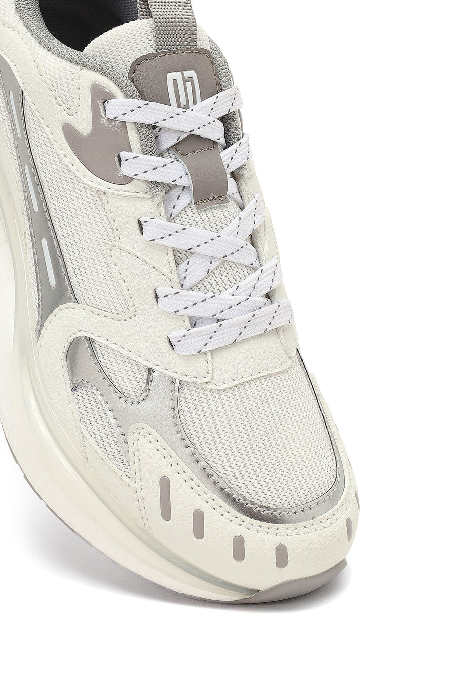Derimod Studio Women's Silver Lace-Up Thick-Soled Sneaker