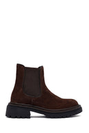 Woman Brown Thick-Soled Suede Leather Chelsea Boots | Derimod