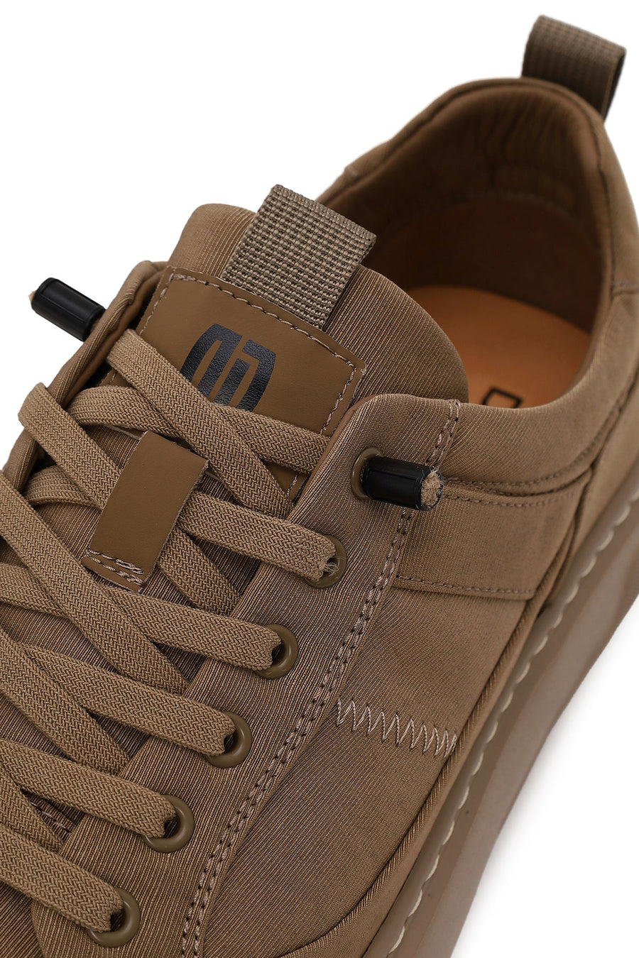 Derimod Zero Erkek Bej Bağcıklı Kalın Tabanlı Kumaş Sneaker