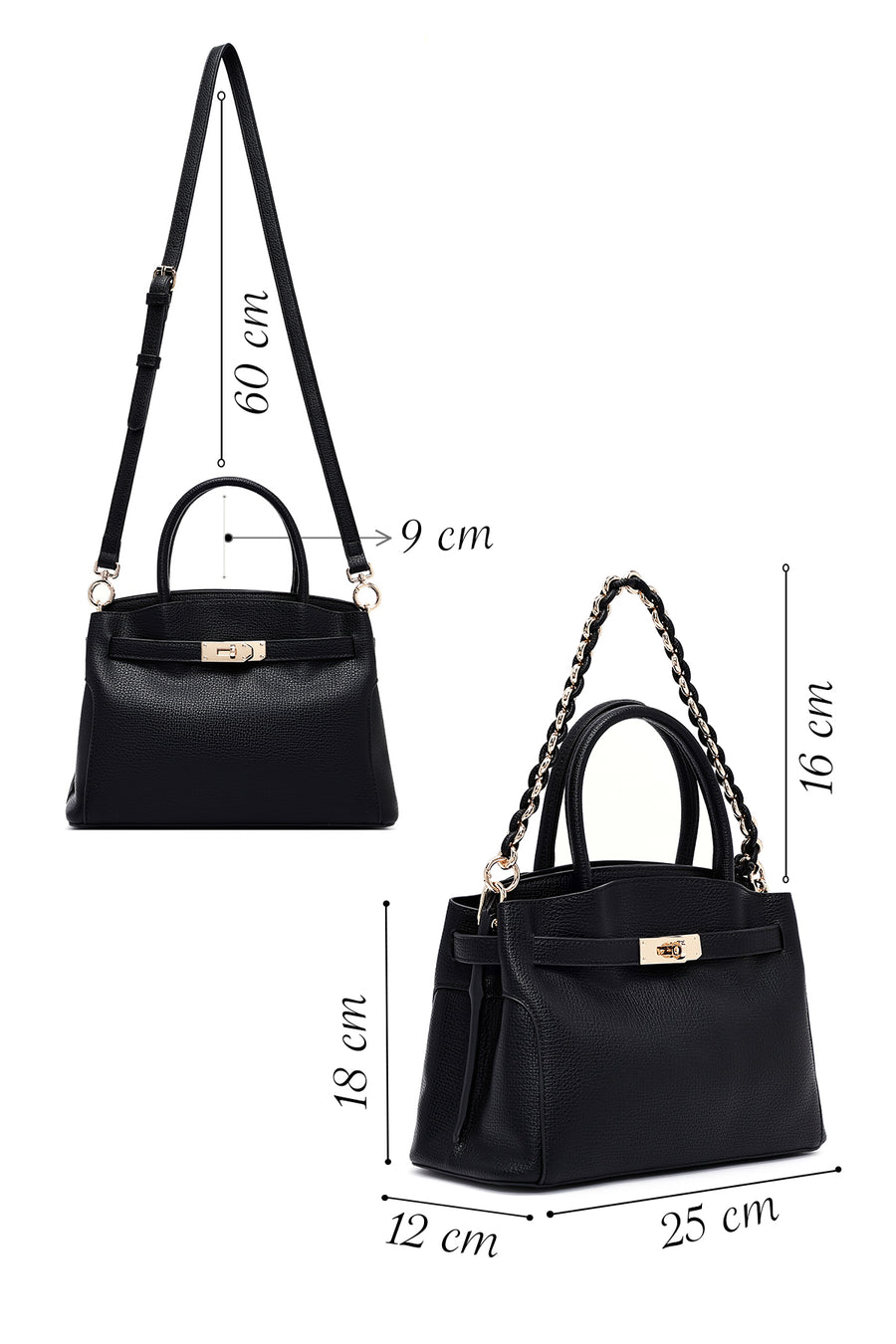 Women's Black Long Strap Mini Handbag