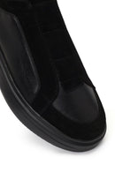 Men's Black Thick-Soled Leather Sneaker | Derimod