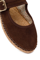 Women's Brown Strap Suede Leather Espadrilles | Derimod