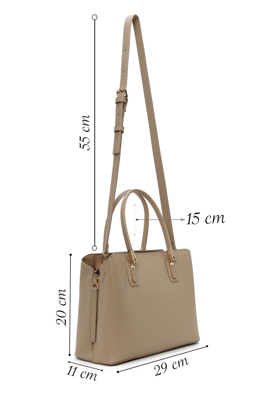 Woman Cream Classic Long-Strap Shoulder Bag
