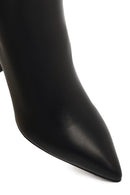 Woman Black Zip Closure Heeled Leather Boots | Derimod