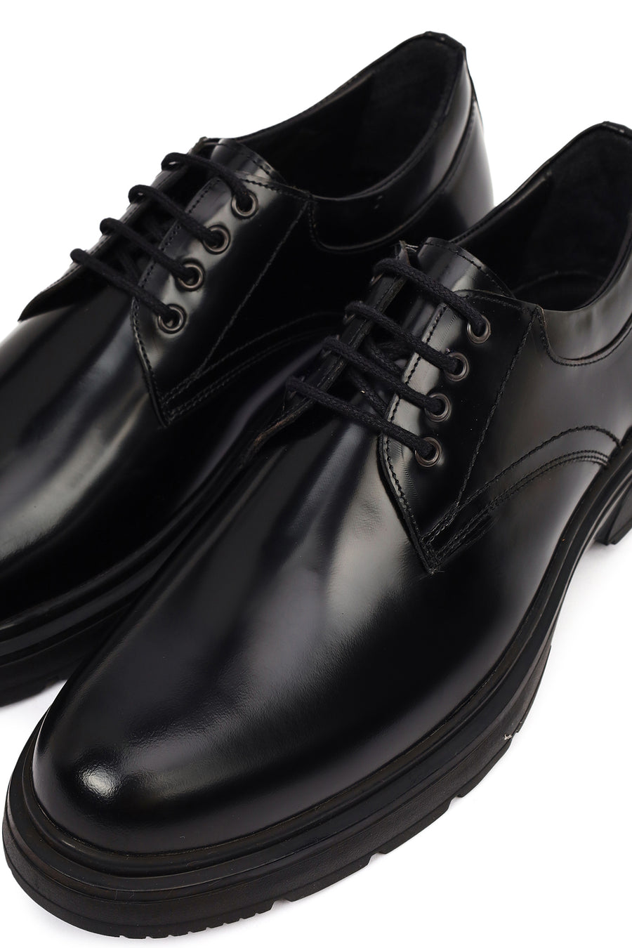 Men's Black Lace-Up Leather Casual Shoes