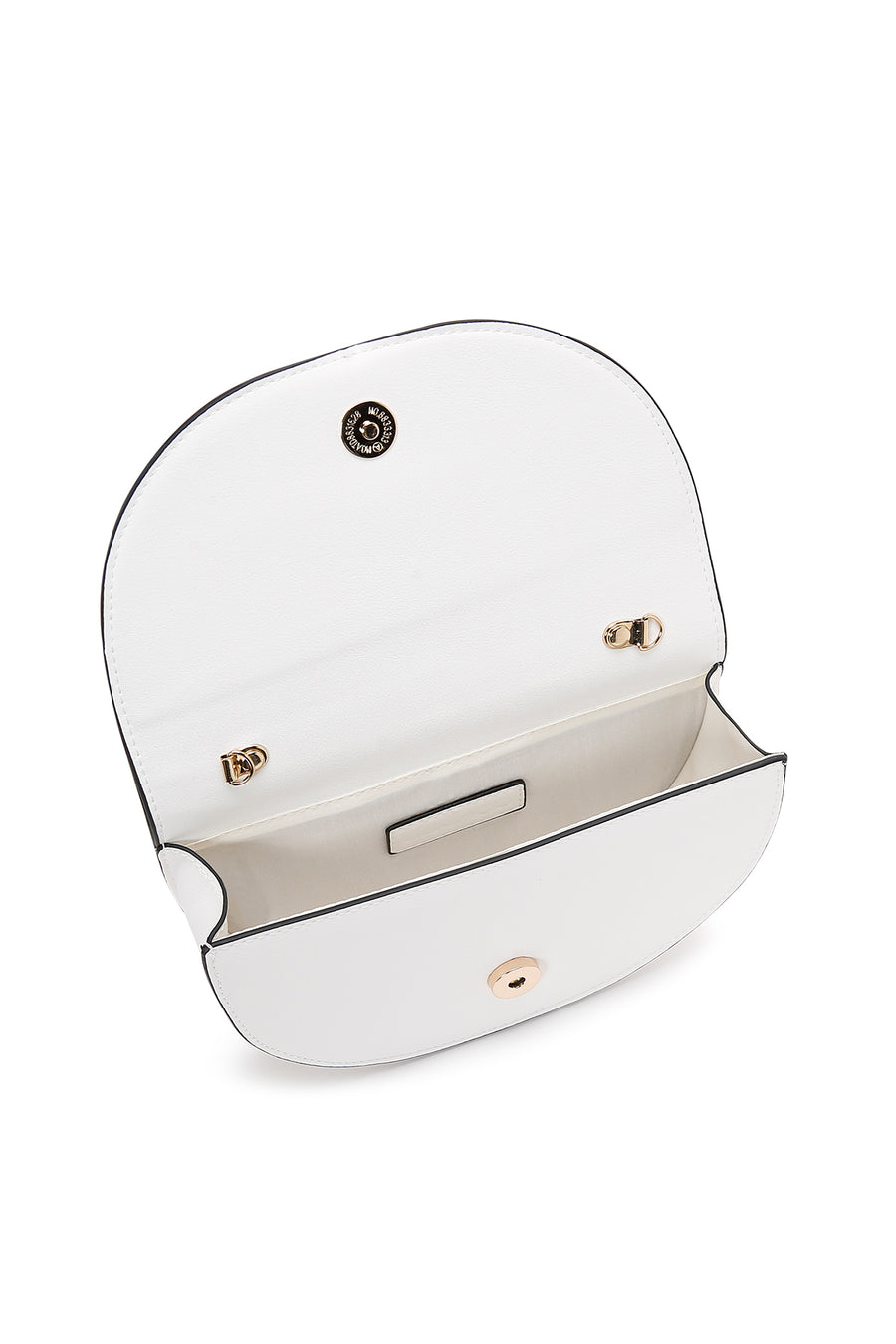 Women's White Long Chain Strap Mini Evening Clutch Bag