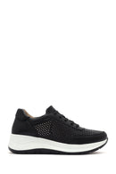 Women's Black Lace-up Thick-Sole Leather Sneaker | Derimod
