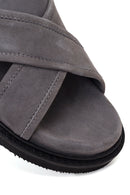 Male Grey Suede Slipper | Derimod