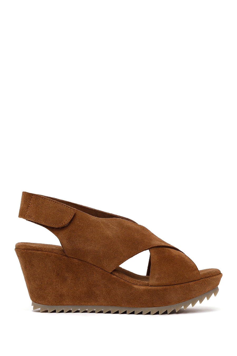Woman Mink Strappy Wedge Heel Suede Sandal 26SFD141010 | Derimod