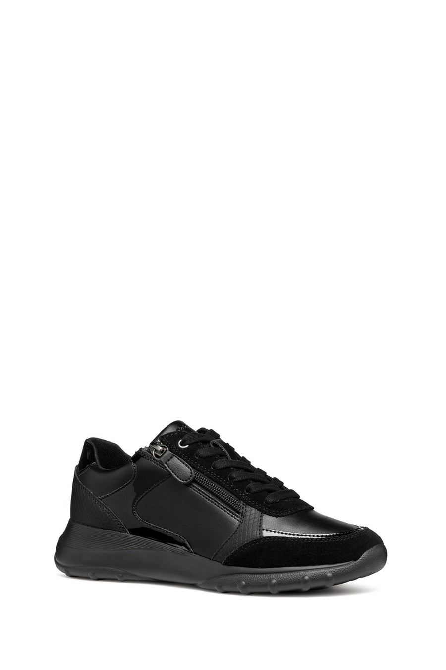 
Geox Women's Black Lace-Up Thick Sole Leather Sneaker
