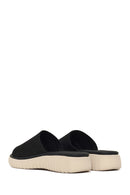 Woman Black Chunky-Soled Patterned Comfort Slippers | Derimod