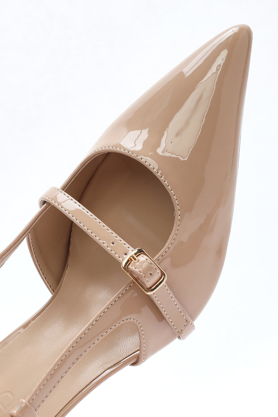 Women's Beige Open Back Thin Heeled Shoes