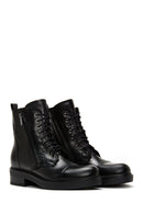 Women's Black Leather Zippered Boots | Derimod