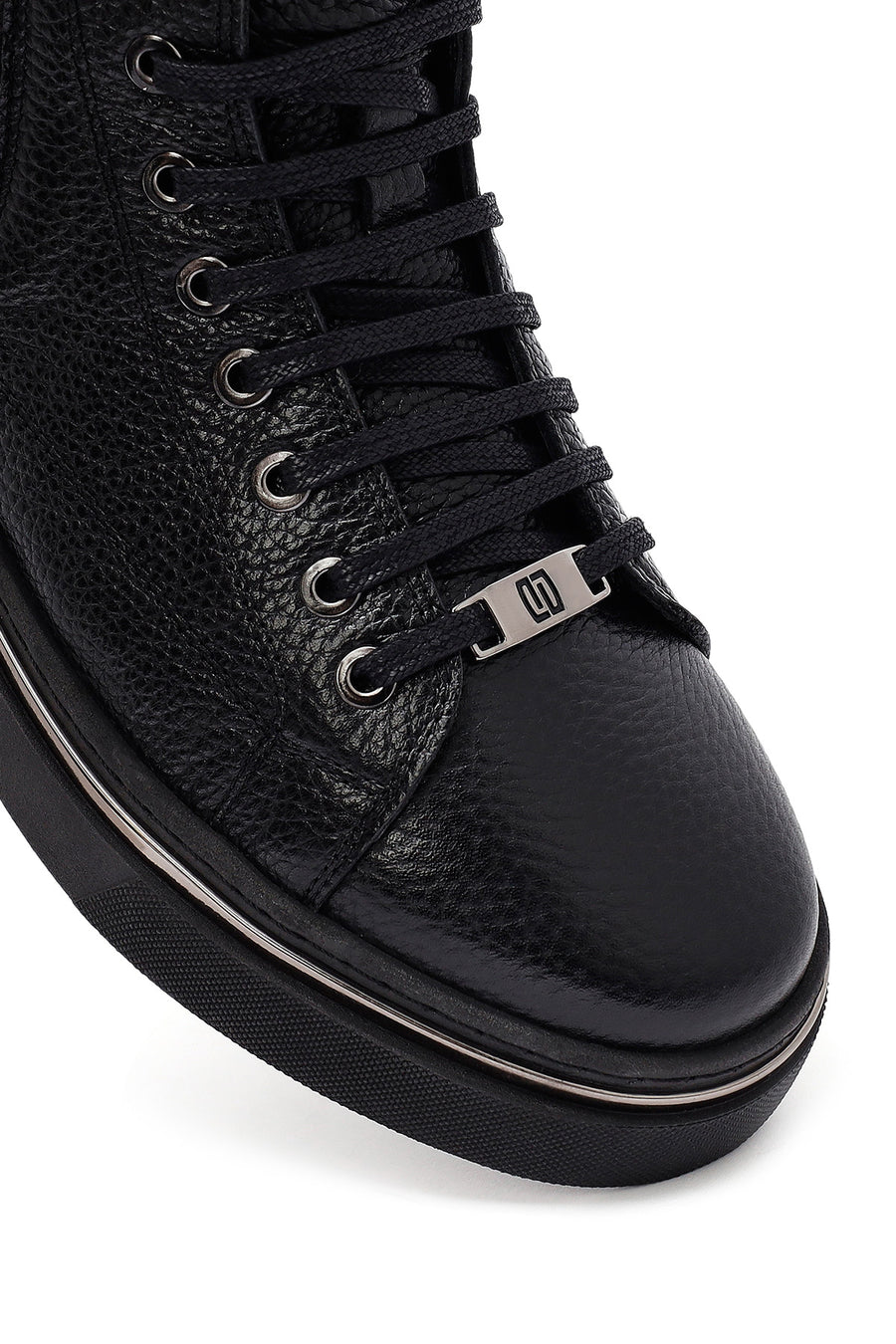 Men's Black Lace-Up Leather Sports Boots
