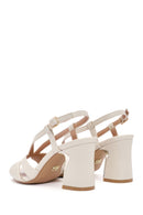 Women's Cream Ankle Buckle Thick Heel Sandals | Derimod