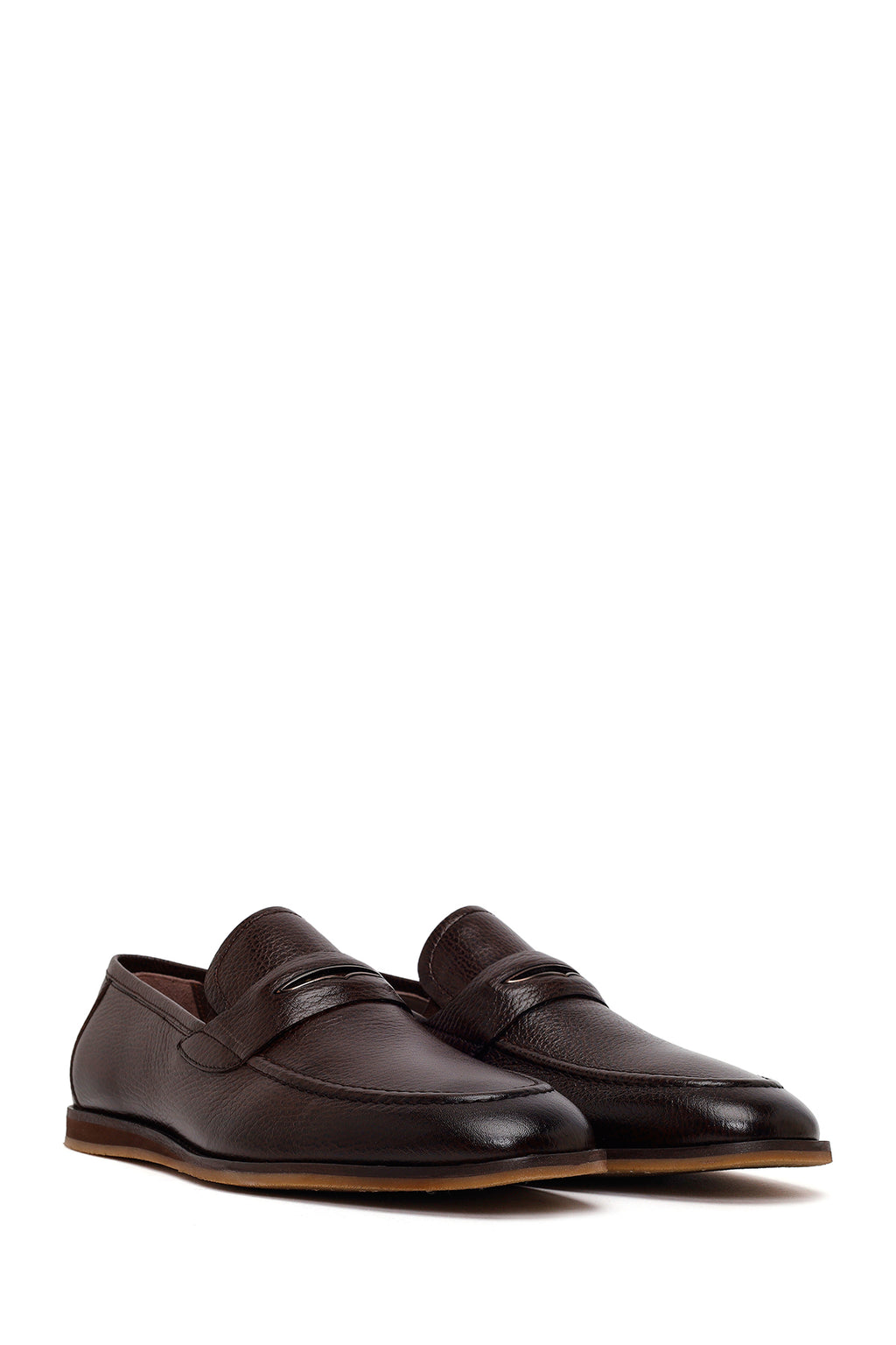Erkek Kahverengi Deri Klasik Loafer