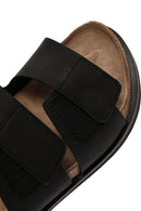 Men's Black Nubuck Leather Slippers | Derimod