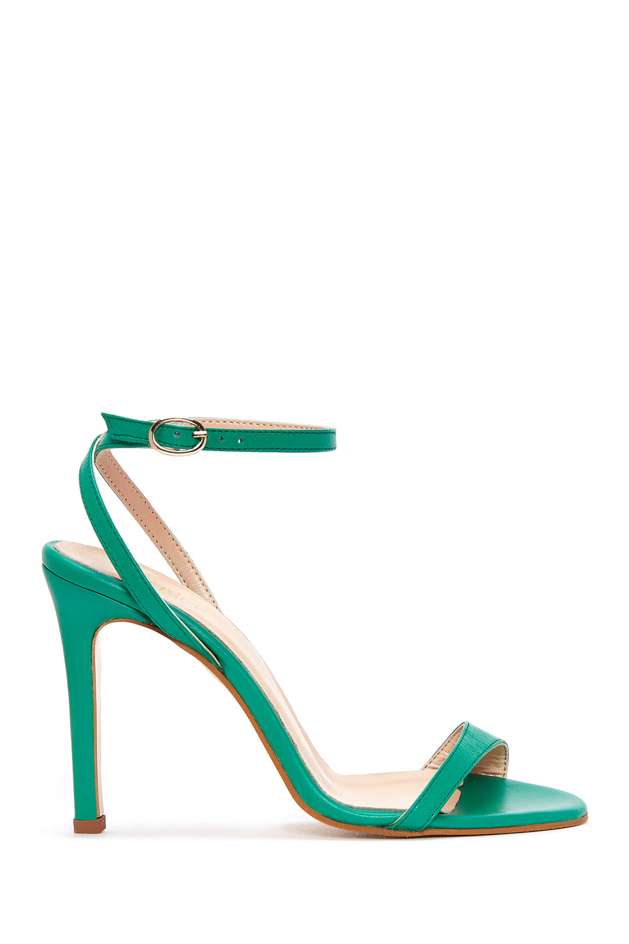 Women's Green Leather Heeled Sandals 22SFD162718 | Derimod