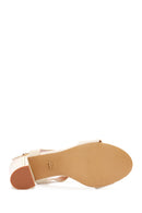 Women's Cream Ankle Strap Chunky Heel Sandals | Derimod