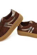 Woman Brown Lace-Up Suede Leather Sneaker | Derimod