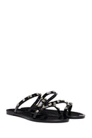 Women's Black Jelly Stone-Embellished Slippers | Derimod
