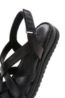 Women's Black Ankle Strap Leather Comfort Sandals | Derimod