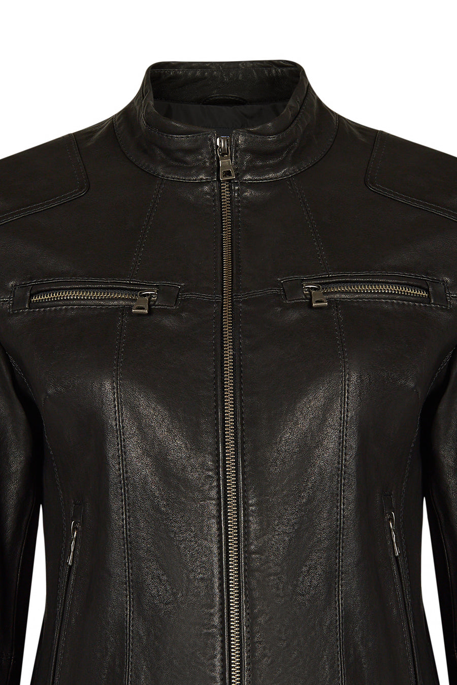 Smart Woman Black Short Leather Jacket