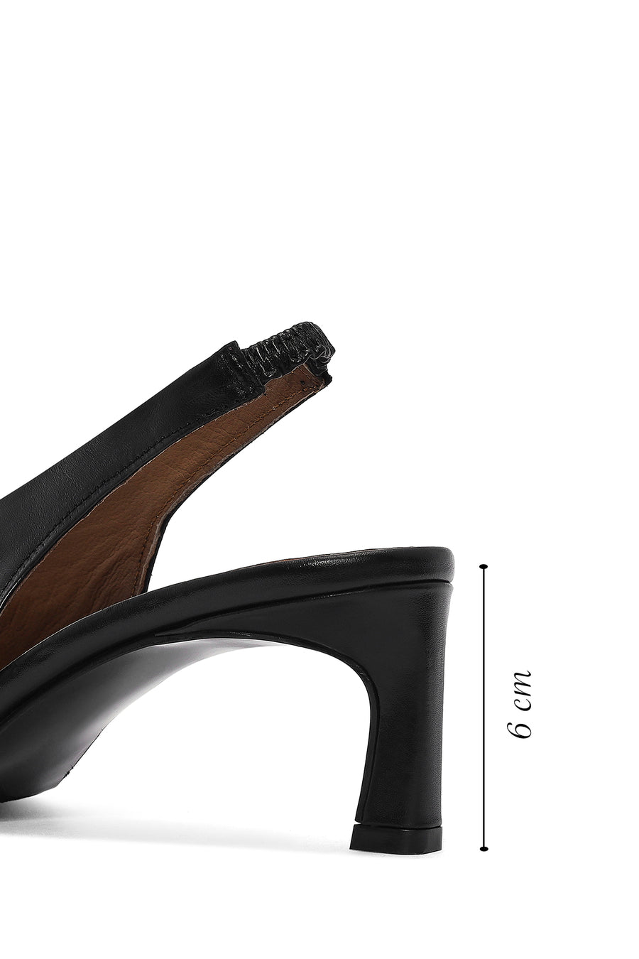 Women's Black Slingback Elastic Low Heel Leather Shoes