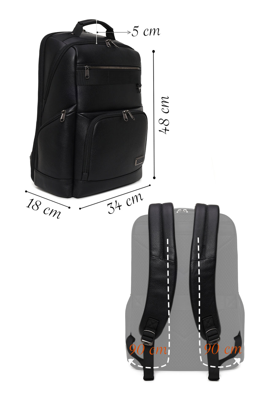 D-Pack Unisex Siyah Deri Sırt Çantası
