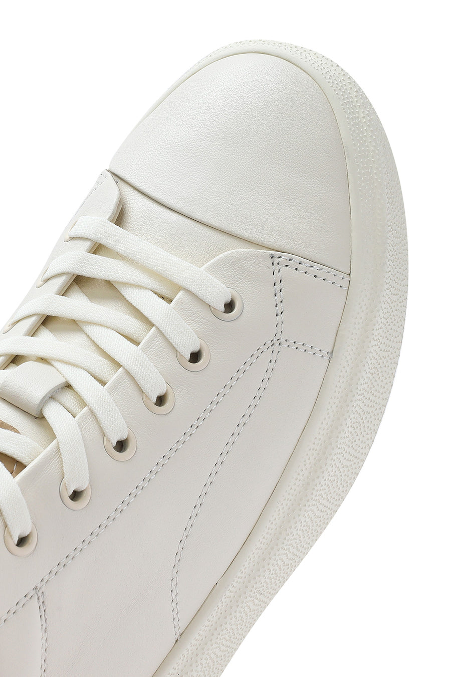 Erkek Beyaz Bağcıklı Deri Sneaker