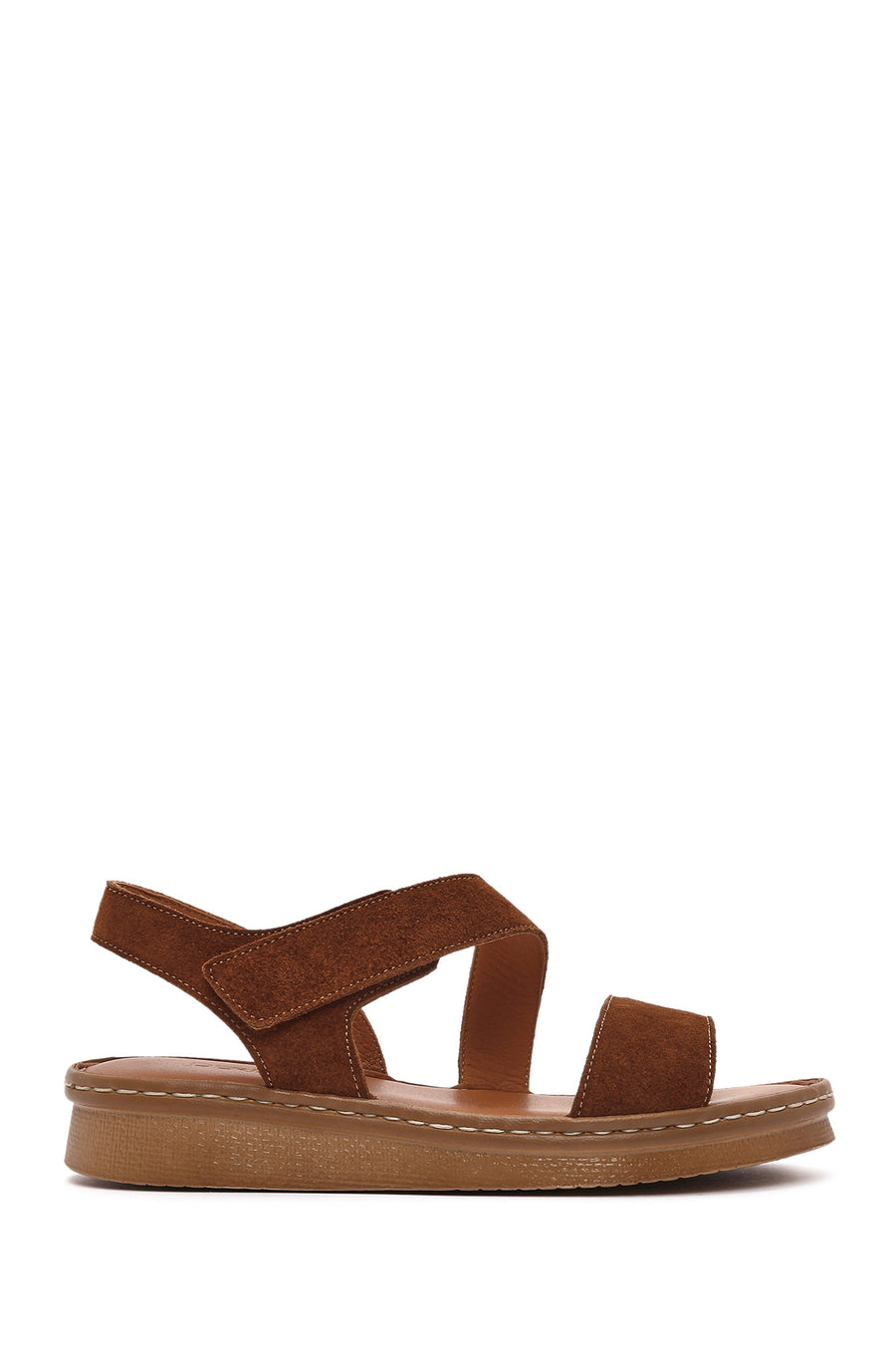 Women's Tan Suede Leather Comfort Sandals 25SFD340210 | Derimod