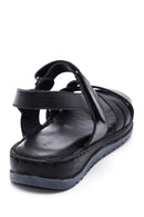 Women's Black Leather Comfort Sandals | Derimod