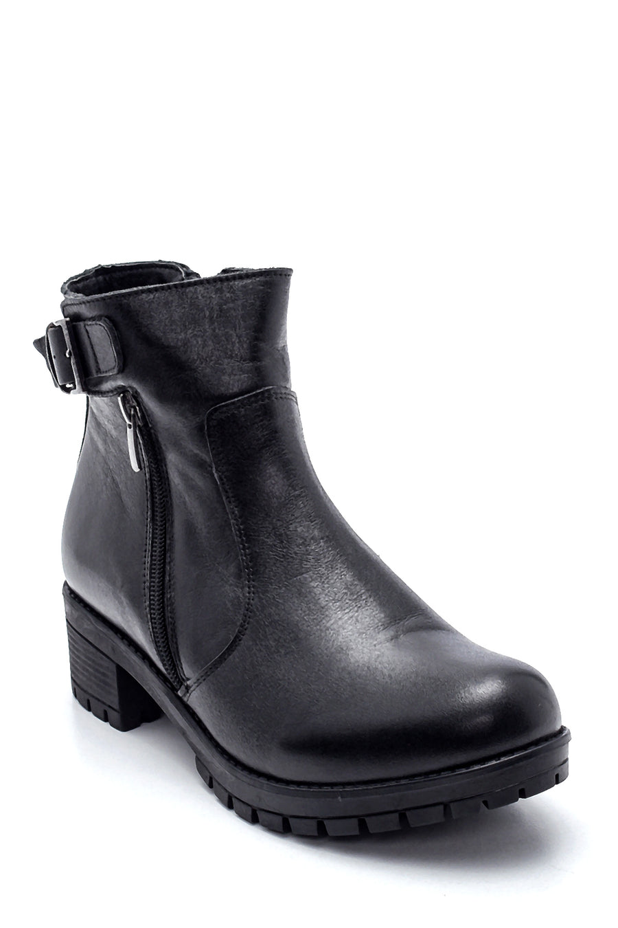 Women's Leather Zipper Boots