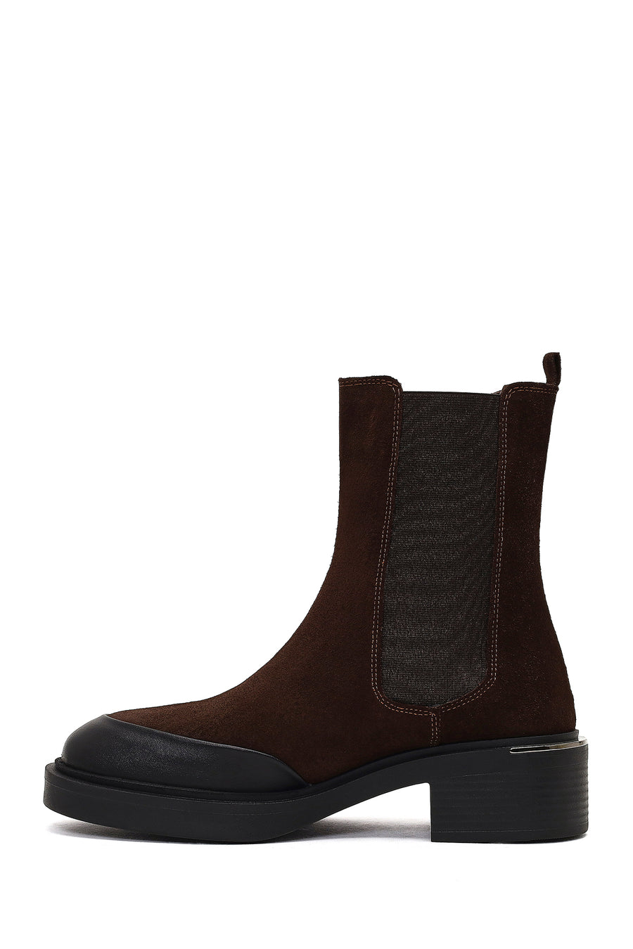 Women's Brown Thick-Soled Suede Leather Chelsea Boot