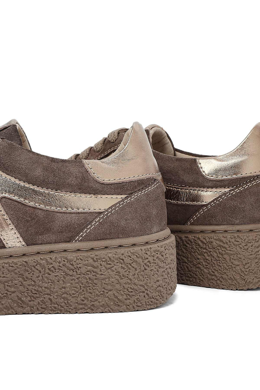 Kadın Vizon Bağcıklı Süet Deri Sneaker